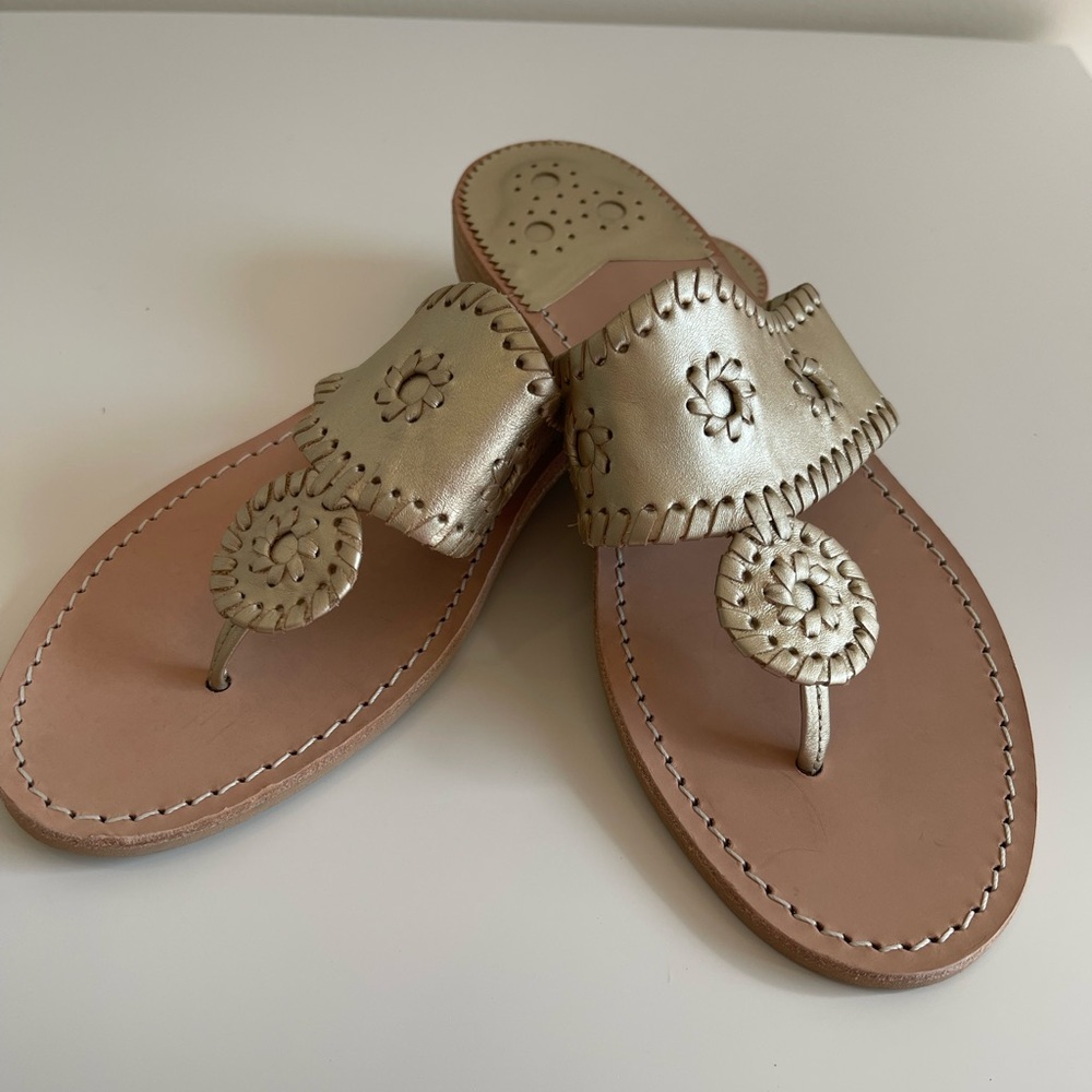 NEW Jack Rogers Women's Hamptons Metallic Thong Sandals